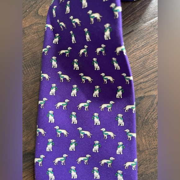 Brooks Brothers Labrador Retriever with Scarf Tie Purple Off White - Picture 2 of 5